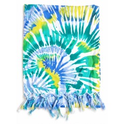Paréo femme bleu turquoise à motif abstrait