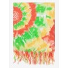 Paréo femme corail et vert à motif aquarelle