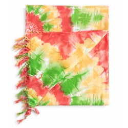 Paréo femme corail et vert à motif aquarelle