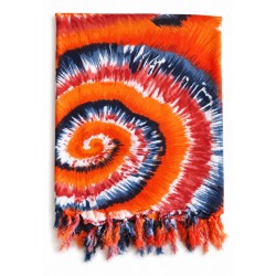 Paréo femme orange tie and dye à motif spirale