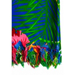 Paréo bleu hibiscus femme détails