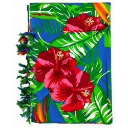 Paréo bleu hibiscus femme détails 2