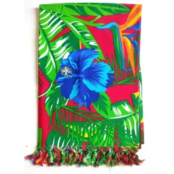 Paréo femme rouge hibiscus...
