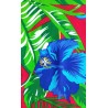 Paréo femme rouge hibiscus bleu vue 2