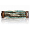 Bracelet avec fermoir bois XL bleu turquoise crème doré