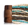 Bracelet avec fermoir bois XL bleu turquoise crème doré