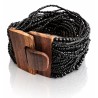 Bracelet avec fermoir bois XL noir multi perles