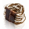 Bracelet avec fermoir bois XL blanc doré