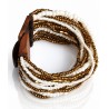 Bracelet avec fermoir bois XL blanc doré