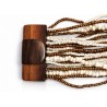 Bracelet avec fermoir bois XL blanc doré