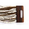 Bracelet avec fermoir bois XL blanc doré