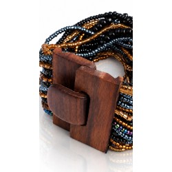 Bracelet avec fermoir bois XL noir doré