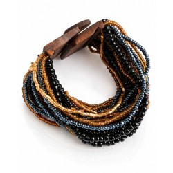 Bracelet avec fermoir bois XL noir doré