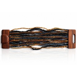 Bracelet avec fermoir bois XL noir doré