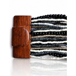 Bracelet avec fermoir bois XL noir blanc