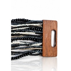 Bracelet avec fermoir bois XL noir blanc