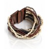Bracelet avec fermoir bois XL crème marron bleu