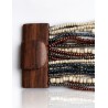 Bracelet avec fermoir bois XL crème marron bleu