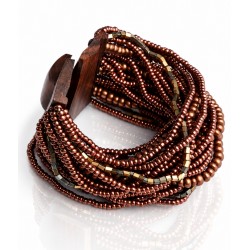 Bracelet avec fermoir bois XL marron cuivre
