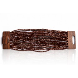 Bracelet avec fermoir bois XL marron cuivre
