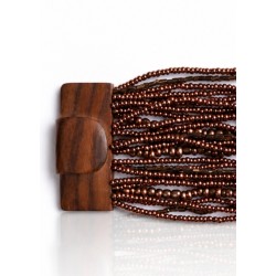Bracelet avec fermoir bois XL marron cuivre