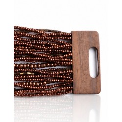 Bracelet avec fermoir bois XL marron cuivre