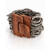 Bracelet avec fermoir bois argenté multi perles