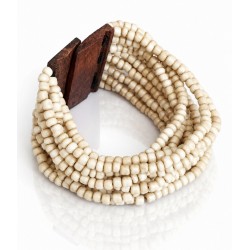 Bracelet avec fermoir bois XL beige crème