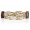 Bracelet avec fermoir bois XL beige crème