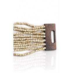 Bracelet avec fermoir bois XL beige crème