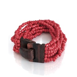 Bracelet femme fermoir en bois rouge