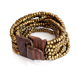 Bracelet femme fermoir en bois doré