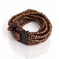 Bracelet femme fermoir en bois marron cuivré
