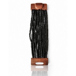 Bracelet avec fermoir bois XL noir