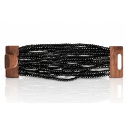 Bracelet avec fermoir bois XL noir