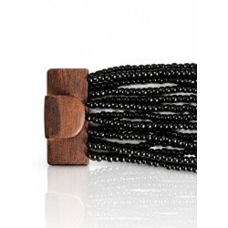 Bracelet avec fermoir bois XL noir