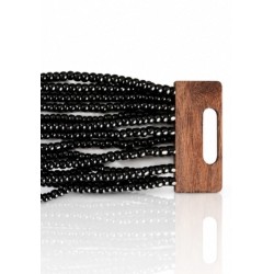 Bracelet avec fermoir bois XL noir
