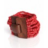 Bracelet avec fermoir bois XL rouge corail