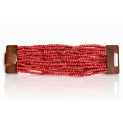 Bracelet avec fermoir bois XL rouge corail