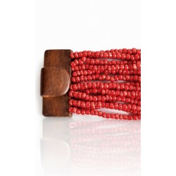 Bracelet avec fermoir bois XL rouge corail