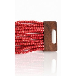 Bracelet avec fermoir bois XL rouge corail