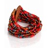Bracelet avec fermoir bois XL rouge et argenté