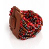 Bracelet avec fermoir bois XL rouge et argenté
