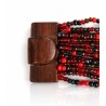 Bracelet avec fermoir bois XL rouge et argenté