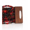 Bracelet avec fermoir bois XL rouge et argenté