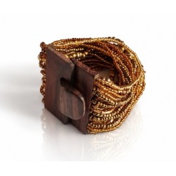 Bracelet avec fermoir bois doré multi perles