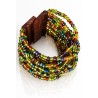Bracelet avec fermoir bois XL multicolore vert bleu
