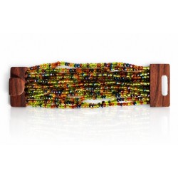 Bracelet avec fermoir bois XL multicolore vert bleu