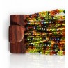 Bracelet avec fermoir bois XL multicolore vert bleu