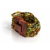 Bracelet avec fermoir bois XL multicolore vert bleu vu2